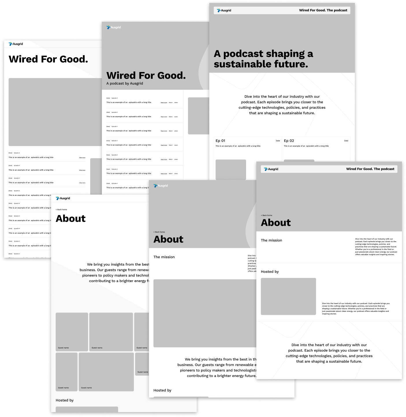 Ausgrid Podcast Microsite Wireframes